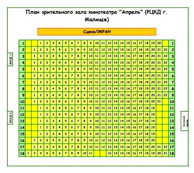 Зал кинотеатра план